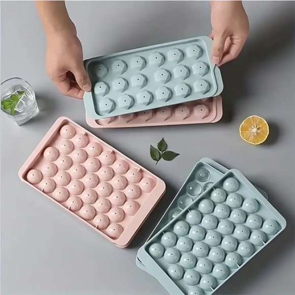 New Multi-Grid Round Ice Cube Pink Ice Ball Molds Tray - Picture 2 of 5